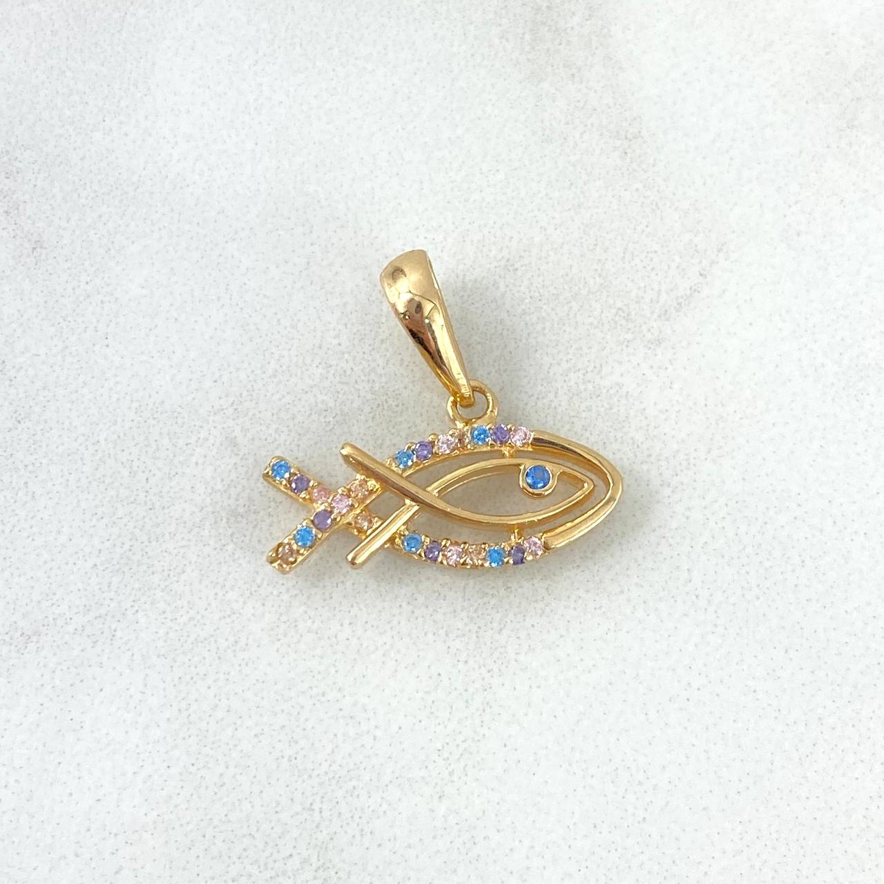 Dije Pez 1.6gr / 1.7cm / Circones de Colores Oro Amarillo