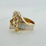 Anillo Rostro Jesucristo 10.9 g / T10 Dos Oros Amarillo Blanco 18K
