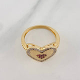 Anillo Corazon 4.35 g / T7 Dos Oros Amarillo Blanco 18K