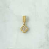 Dije Trebol VCyA 1.3gr / 1.9cm / Circones Blancos  Oro Amarillo 18K *