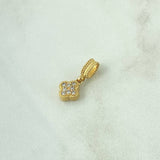 Dije Trebol VCyA 1.3gr / 1.9cm / Circones Blancos  Oro Amarillo 18K *