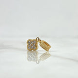 Dije Trebol VCyA 1.3gr / 1.9cm / Circones Blancos  Oro Amarillo 18K *