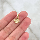 Dije Trebol VCyA 1.3gr / 1.7cm / Diamantado Punteado Oro Amarillo Nac.Esp. 18K