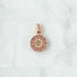 Dije Aro Doble Linea Tupido 1.65gr / 1.7cm / Circones Blancos Y Morados Oro Rosa 18K *