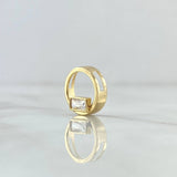 Dije Rectangulo En Aro 1.25gr / 1cm / Liso Circon Blanco Oro Amarillo 18K *