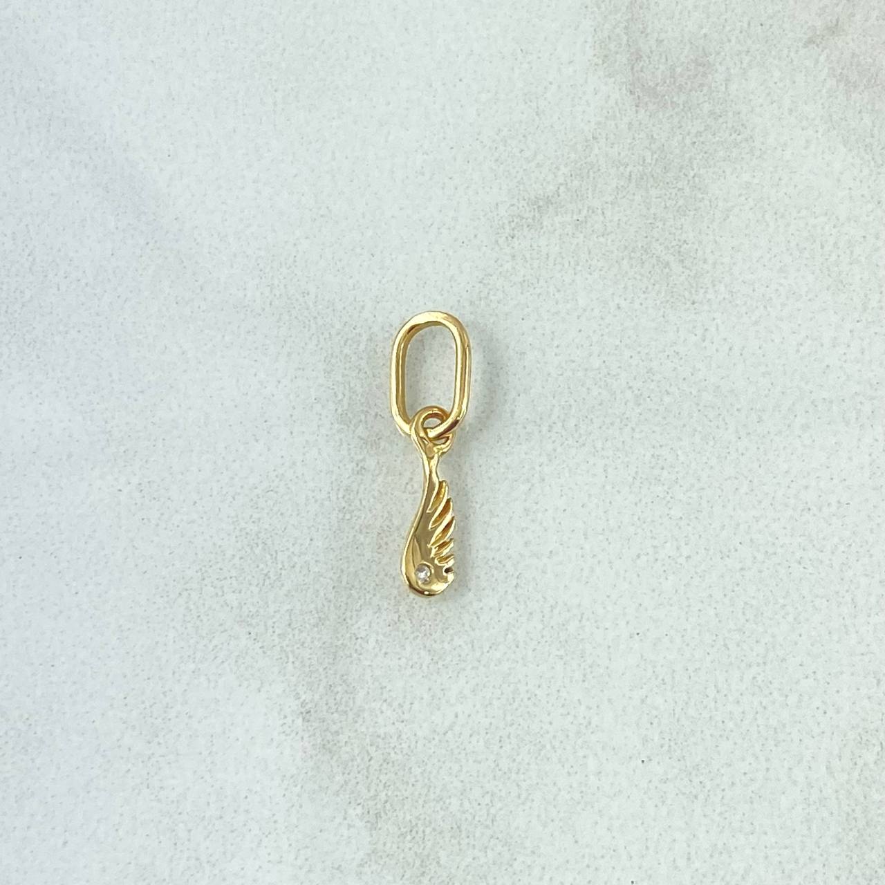 Dije Ala 0.35gr / 1.6cm / Circon Blanco Oro Amarillo 18K *
