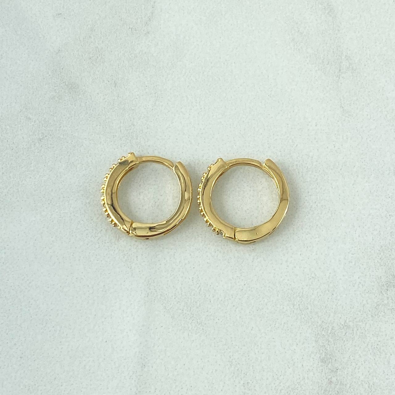 Candongas Carril 2.4gr / 1.3cm / Circones Blancos Oro Amarillo 18K *