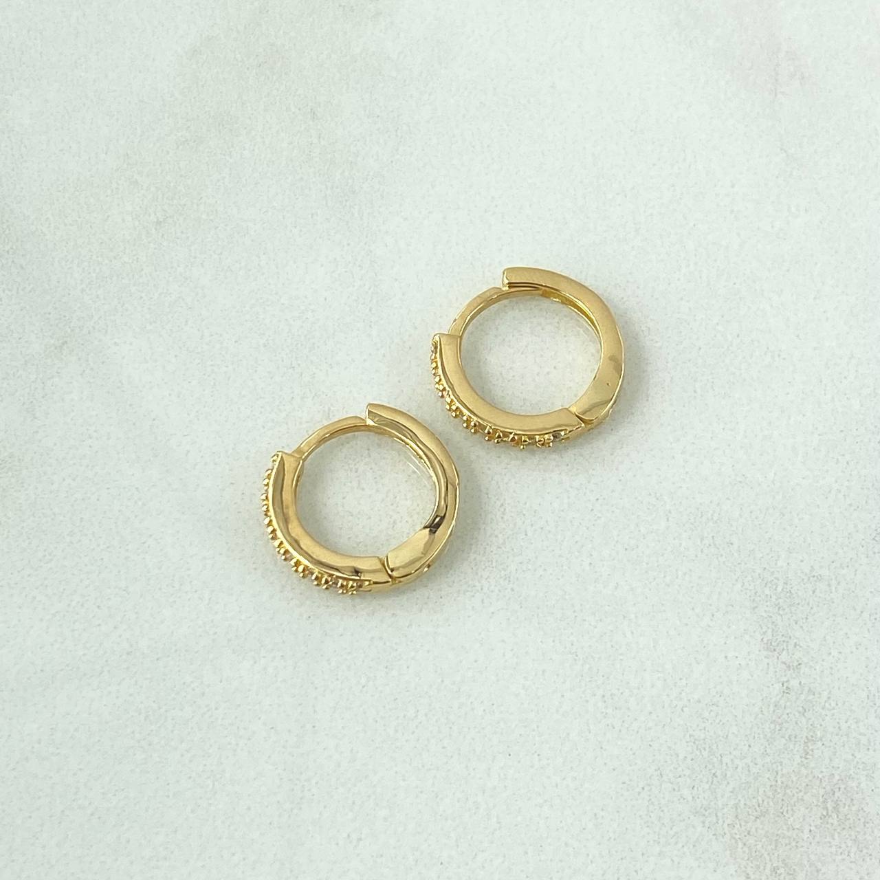 Candongas Carril 2.4gr / 1.3cm / Circones Blancos Oro Amarillo 18K *