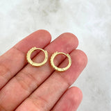 Candongas Carril 2.4gr / 1.3cm / Circones Blancos Oro Amarillo 18K *