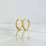 Candongas Carril 2.4gr / 1.3cm / Circones Blancos Oro Amarillo 18K *