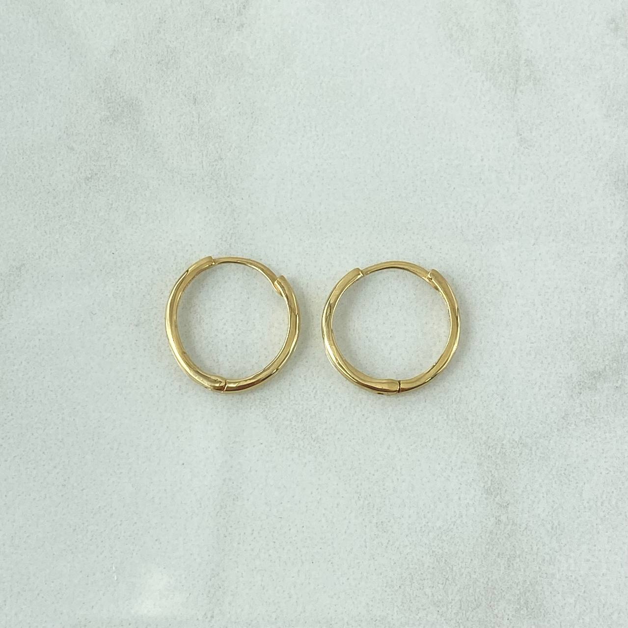 Candongas Carril 1.4gr / 1.3cm / Liso Oro Amarillo 18K ©
