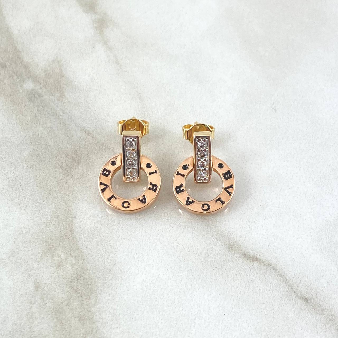 Topos Rusticos 3.15gr / 1.5cm / Circones Blancos Oro Rosa 18K *
