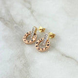 Topos Rusticos 3.15gr / 1.5cm / Circones Blancos Oro Rosa 18K *