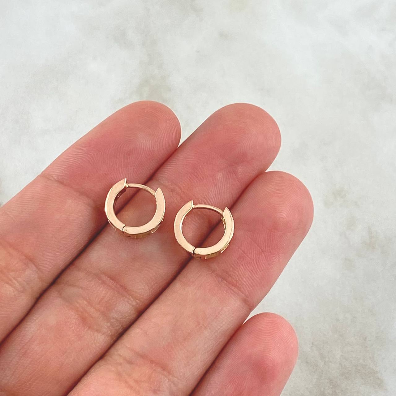 Candongas Doble Carril 1.75gr / 0.8cm / Circones Blancos Oro Rosa 18K *