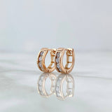Candongas Doble Carril 1.75gr / 0.8cm / Circones Blancos Oro Rosa 18K *