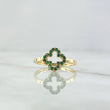 Anillo Silueta Trébol 2.05gr / T7 1/4 / Circones Verdes Oro Amarillo 18K