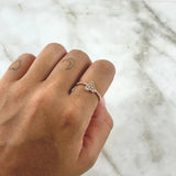 Anillo Esferas Corazón 2.1gr / T7 / Circones Blancos Oro Rosa 18K ©