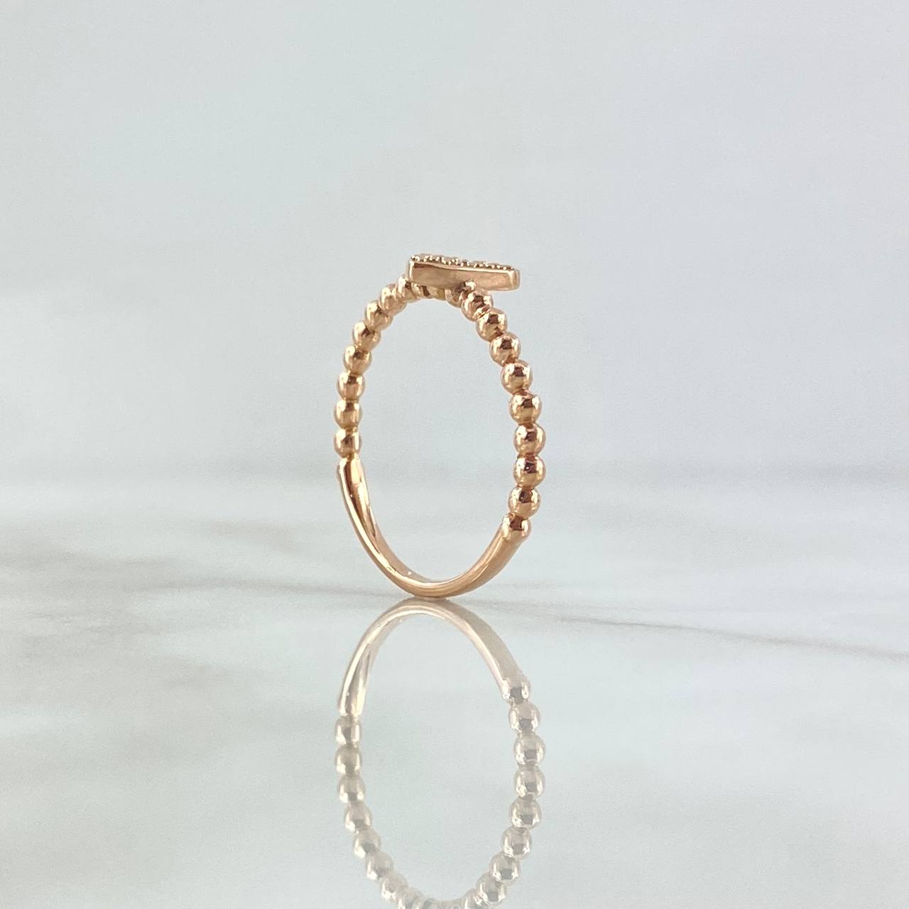 Anillo Esferas Corazón 2.1gr / T7 / Circones Blancos Oro Rosa 18K ©