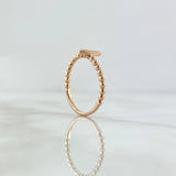 Anillo Esferas Corazón 2.1gr / T7 / Circones Blancos Oro Rosa 18K ©