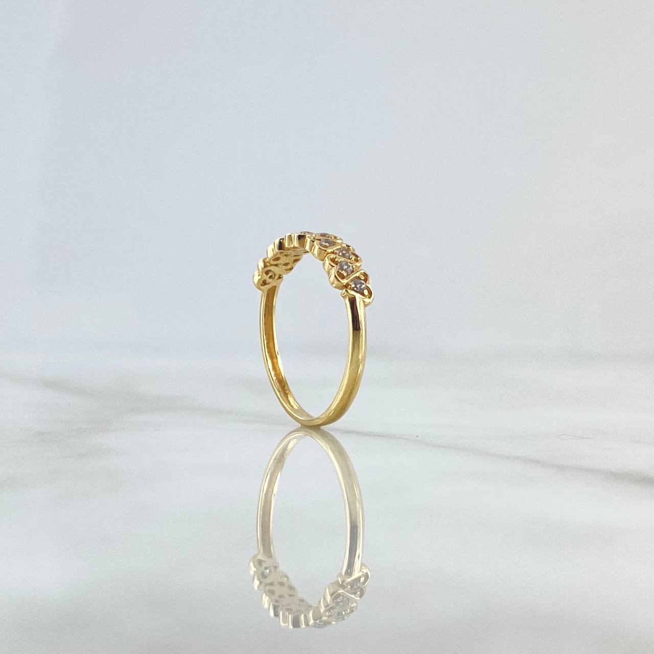 Anillo Corazones Paralelos 1.9gr / T6 1/4 / Circones Blancos Oro Amarillo 18K