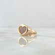 Anillo Sello Corazón Tupido 3.2gr / T5 3/4 / Circones Blancos Oro Rosa 18K