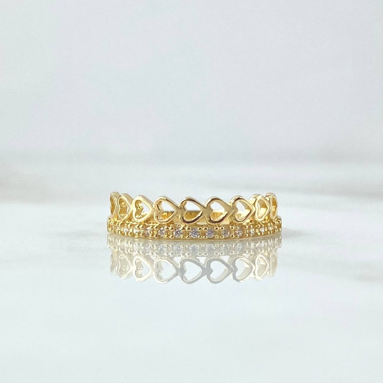 Anillo Media Churumbela Corazones 1.8gr / T6 1/2 / Circones Blancos Oro Amarillo 18K