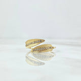 Anillo Hojas Dobles 1.75gr / T7 / Circones Blancos Oro Amarillo 18K ©