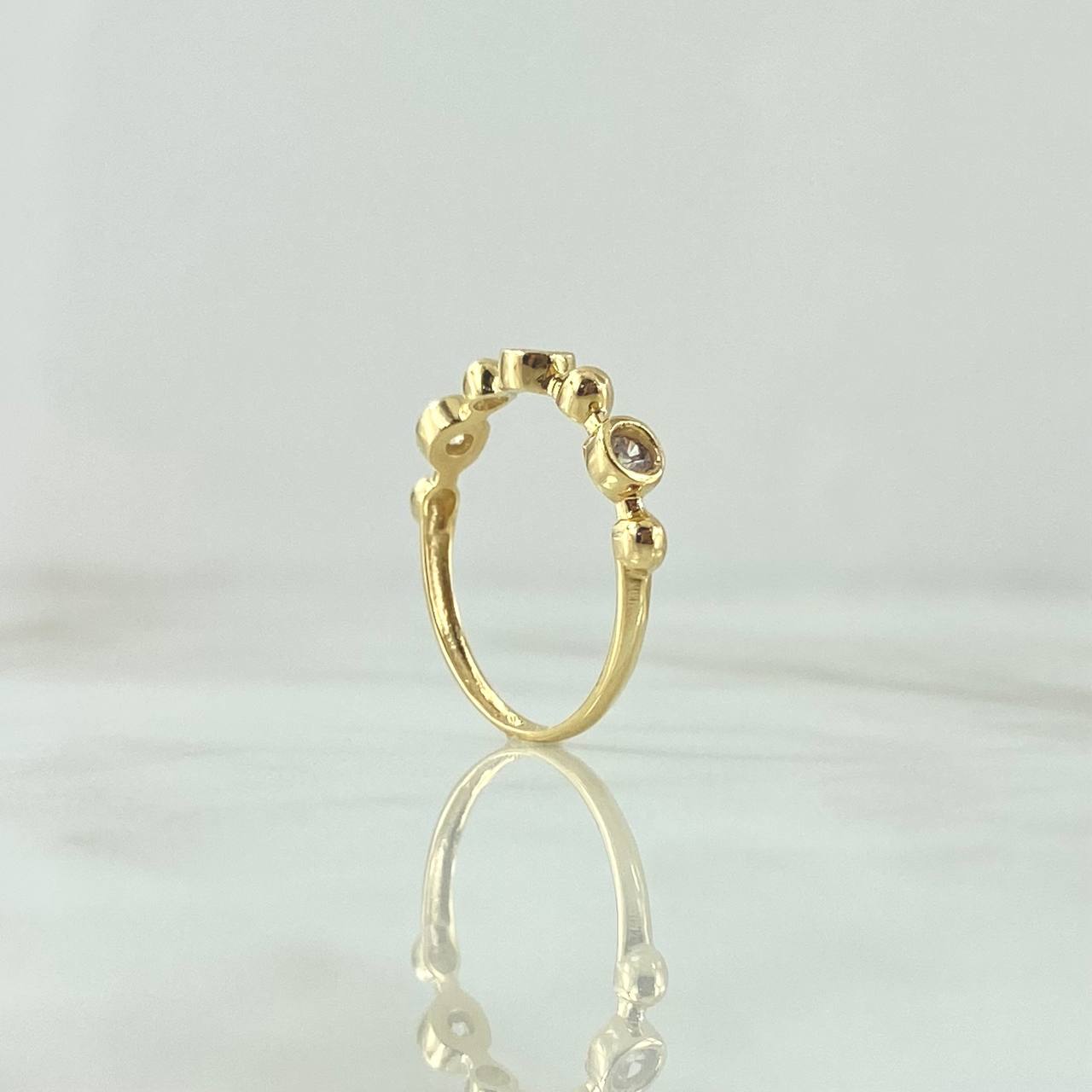 Anillo Esferas Bisel 1.65gr / T6 / Circones Blancos Oro Amarillo 18K ©