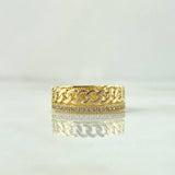 Anillo Doble Carril Cubano 4.15gr / T6 1/4 / Circones Blancos Oro Amarillo 18K ©