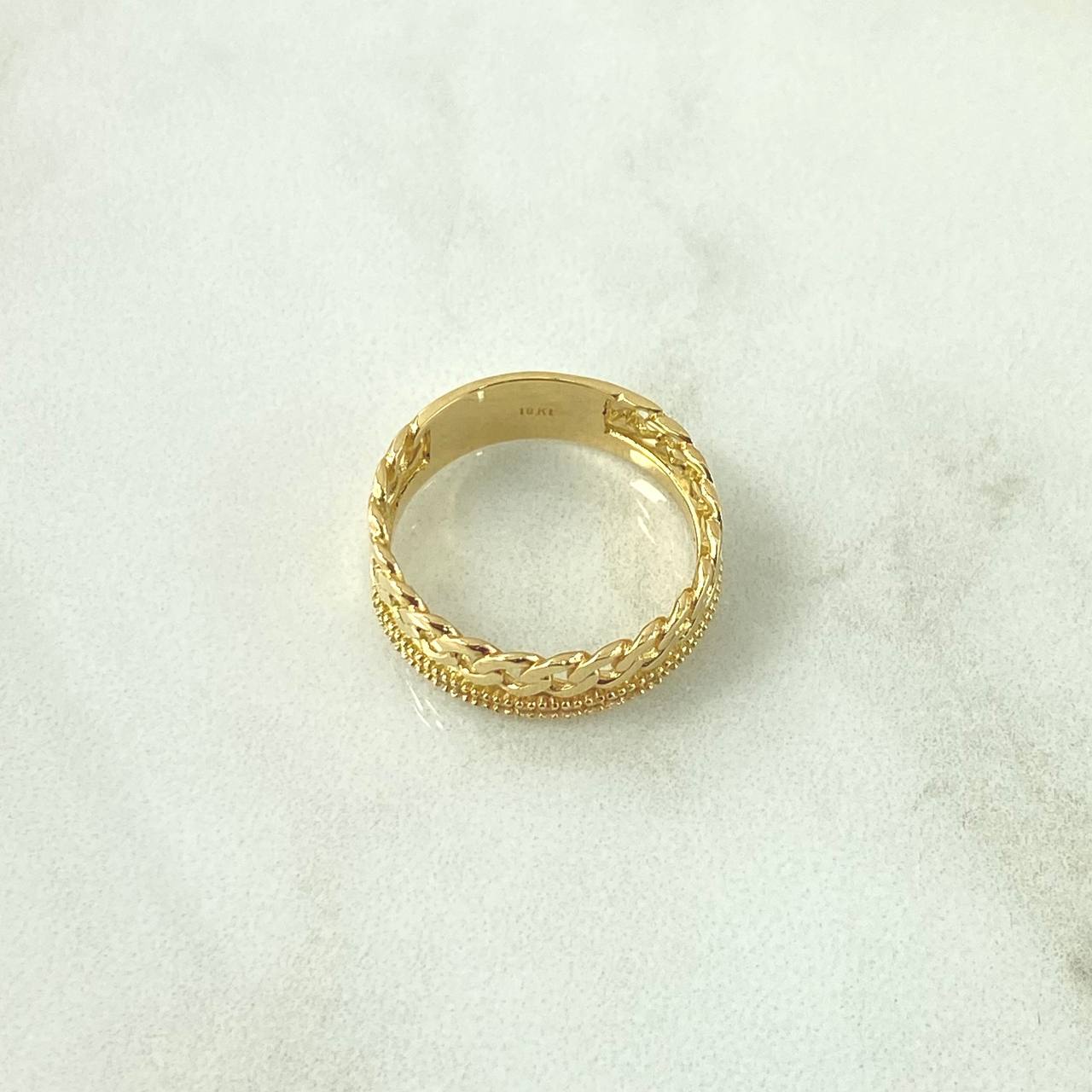 Anillo Doble Carril Cubano 2gr / T6 3/4 / Circones Blancos  Oro Amarillo 18K