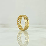 Anillo Doble Carril Cubano 4.15gr / T6 1/4 / Circones Blancos Oro Amarillo 18K ©