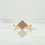 Anillo Trébol 1.8gr / T6  / Circones Blancos Oro Rosa 18K ©