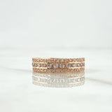Anillo Tres Lineas Basteado 3.1gr / T5 3/4 / Circones Blancos Oro Rosa 18K ©
