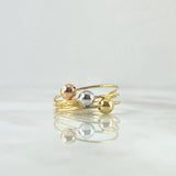 Anillo Cinturon De Orion 2.35gr / T8 1/4 / Bolas 5mm Lisas Tres Oros 18K *