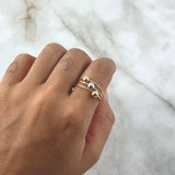 Anillo Cinturon De Orion 2.35gr / T8 1/4 / Bolas 5mm Lisas Tres Oros 18K *