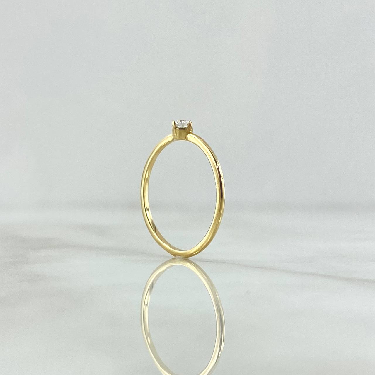 Anillo Solitario Fino 1.05gr / T6  / Circon Blanco Oro Amarillo 18K