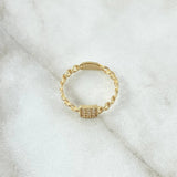 Anillo Cuadro Cubano 1.5gr / T6 / Circones Blancos Oro Amarillo 18K