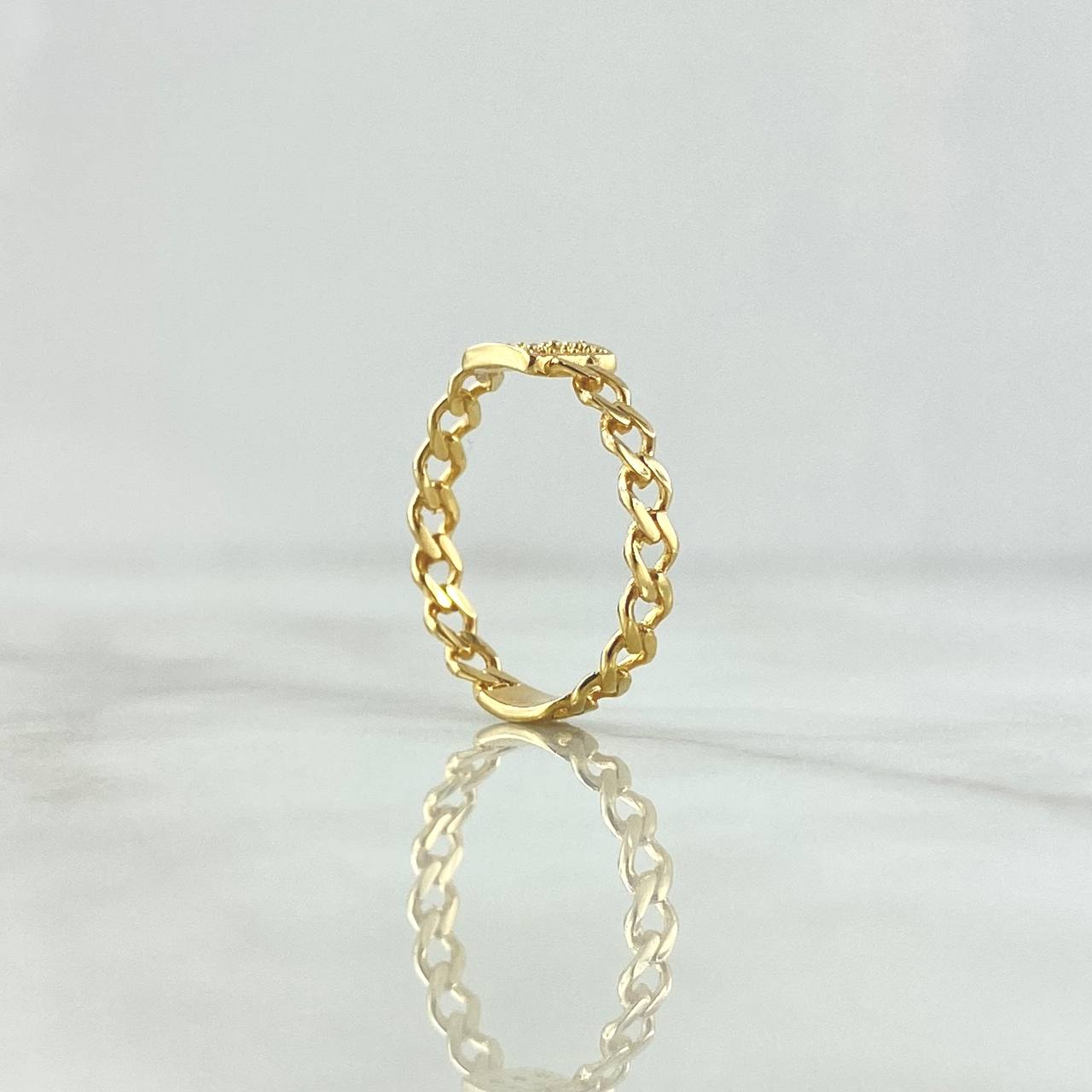 Anillo Cuadro Cubano 1.65gr / T6 3/4 / Circones Blancos Oro Amarillo 18K