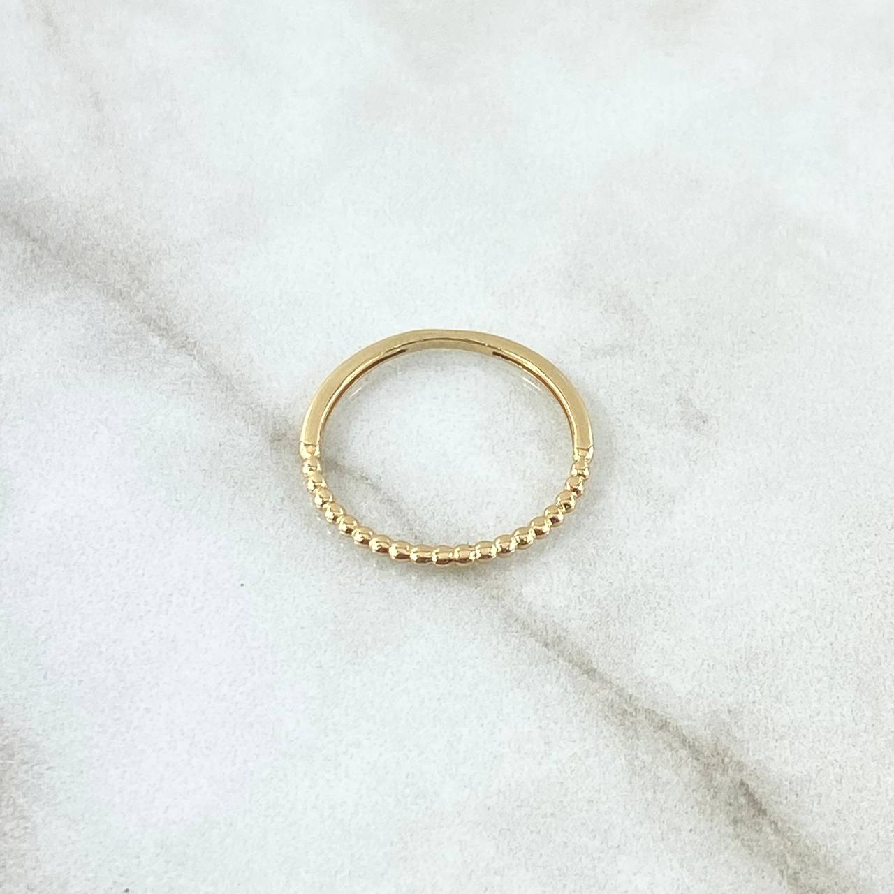 Anillo Mitad Esferas 1.1gr / T6 1/2 / Liso Oro Amarillo 18K
