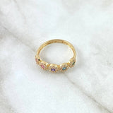 Anillo Circulos Tupidos 2.25gr / T6 1/2 / Circones de Colores Oro Amarillo 18K