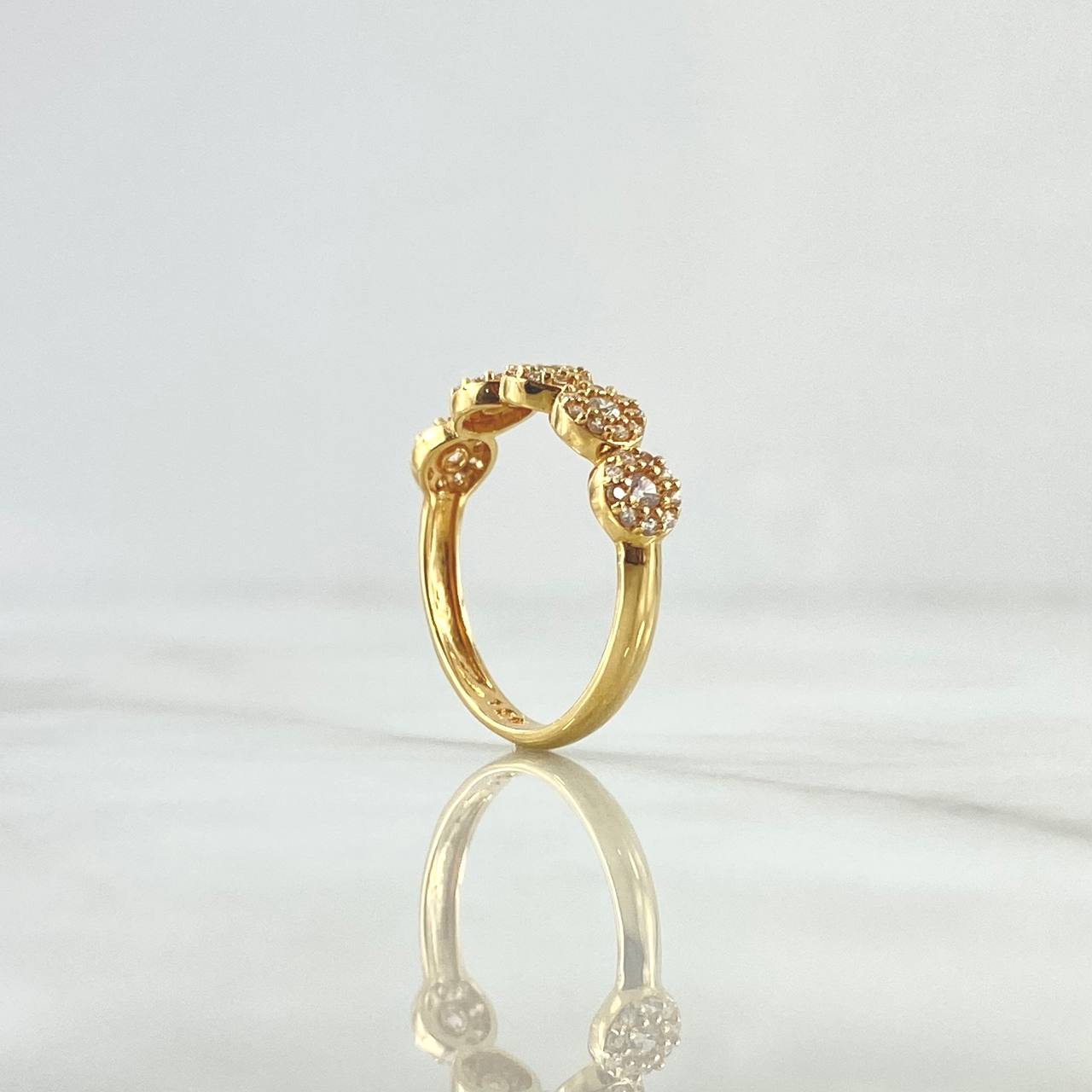 Anillo Churumbela Tupido 2.15gr / T6  / Circones Blancos  Oro Amarillo 18K ©