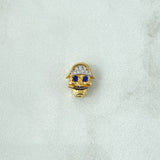 Herraje Calavera De Pirata 1.1gr / 1cm / Circones Blancos Y Azul Oro Amarillo 18K ©
