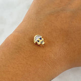 Herraje Calavera De Pirata 1.1gr / 1cm / Circones Blancos Y Azul Oro Amarillo 18K ©