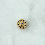Herraje Calavera En Aro 1.05gr / 1cm / Circones Blancos. Negros Y Azul Oro Amarillo 18K ©
