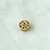 Herraje Calavera En Aro 1.05gr / 1cm / Circones Blancos. Negros Y Azul Oro Amarillo 18K ©