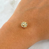 Herraje Calavera En Aro 1.05gr / 1cm / Circones Blancos. Negros Y Azul Oro Amarillo 18K ©