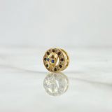Herraje Calavera En Aro 1.05gr / 1cm / Circones Blancos. Negros Y Azul Oro Amarillo 18K ©