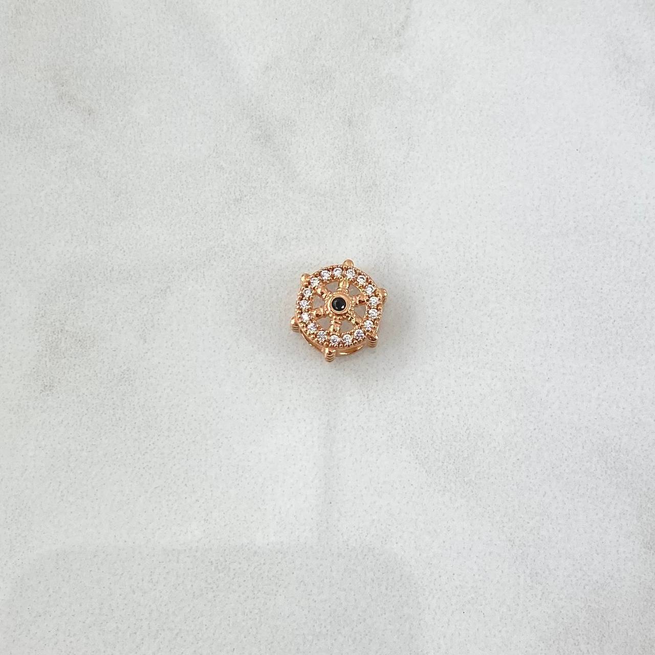 Herraje Timon 0.95gr / 1cm / Circones Blancos y Negros Oro Rosa 18K ©