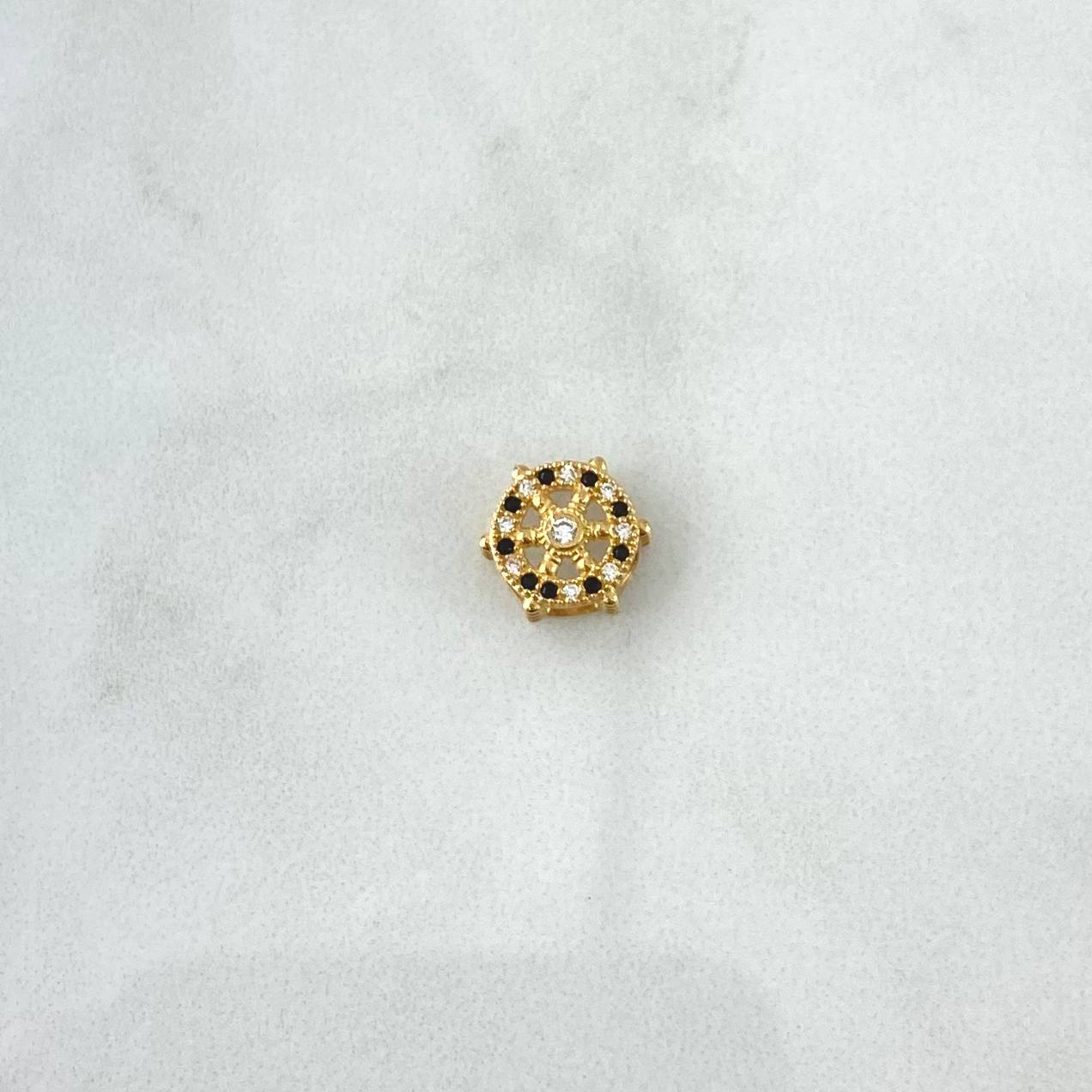 Herraje Timon 1gr / 1cm / Circones Blancos y Negros Oro Amarillo 18K ©