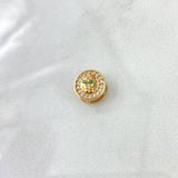 Herraje Calavera En Aro 1.1gr / 1cm / Circones Blancos Y Verdes Oro Amarillo 18K ©